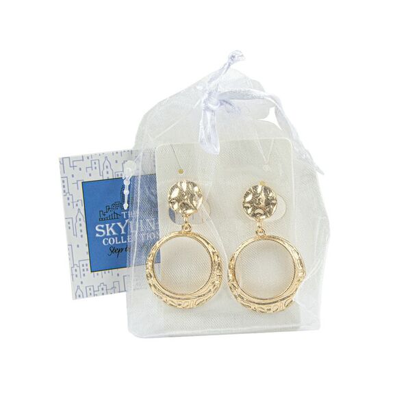 The Skyline Collection Hammered Gold-toned Clip-On Hoop Earrings - Picture 5 of 5